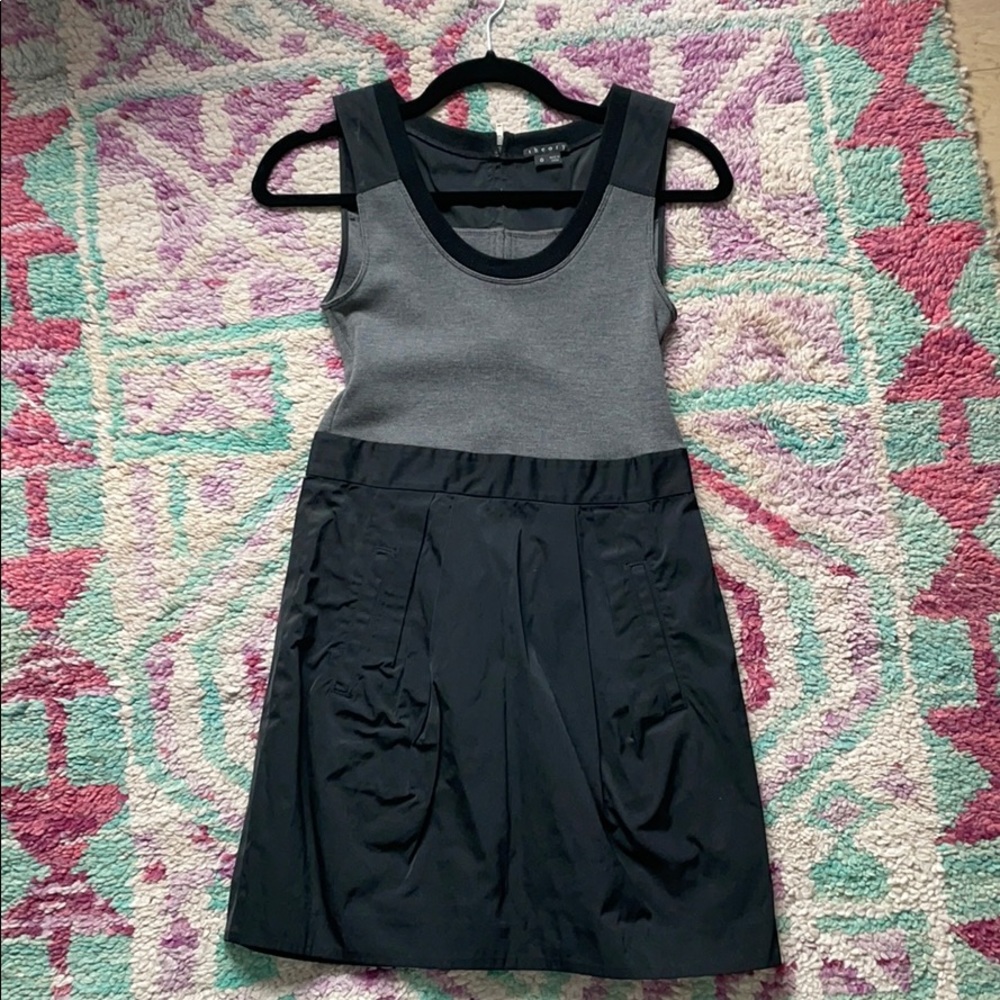 Theory black and grey dress, back zip with pocket